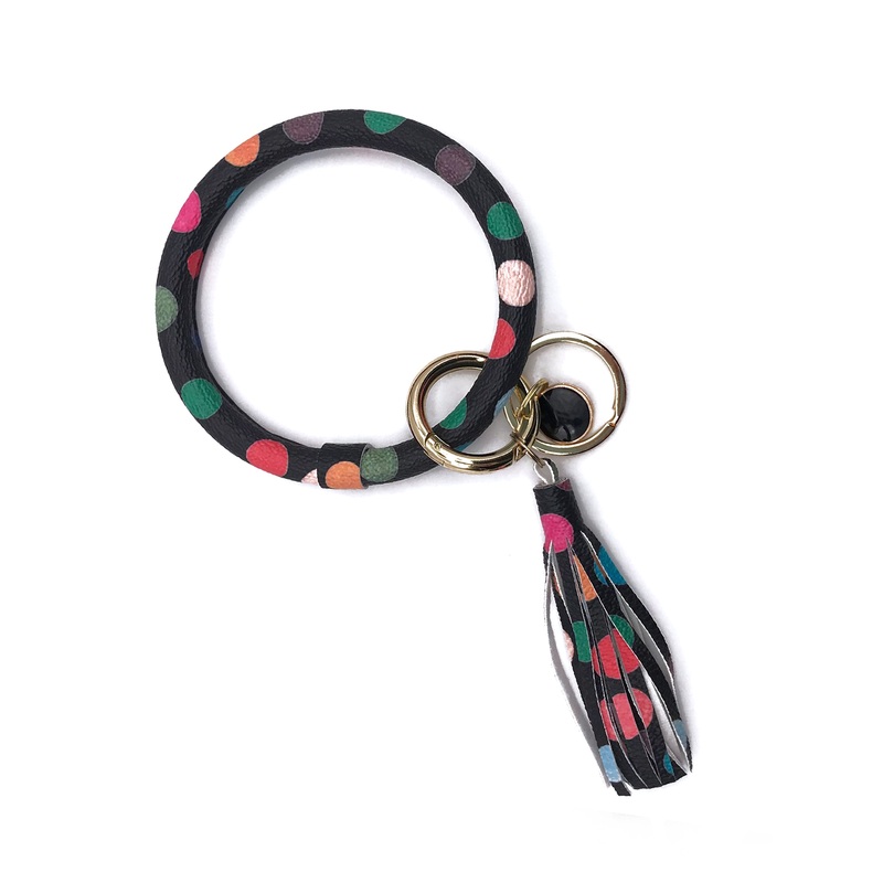 KC-8845 Black Multi Dot Wristlet Key Chain
