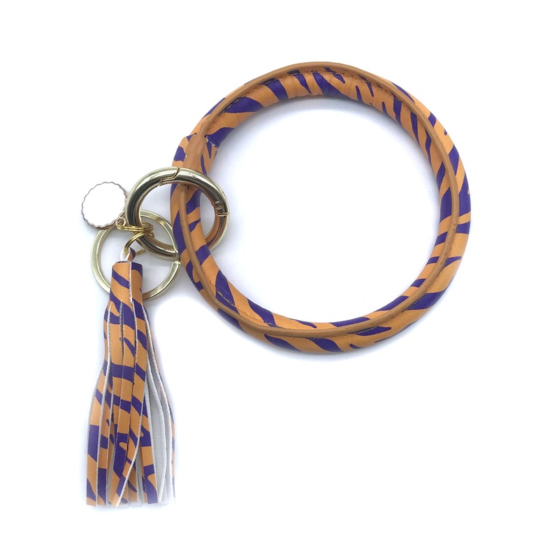 KC-8845 Purple Gold Tiger Wristlet Key Chain