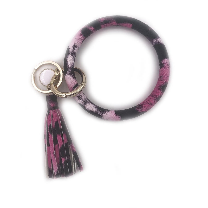KC-8845 Pink Leopard Wristlet Key Chain