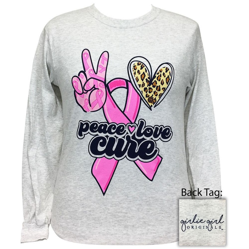 Peace Love Cure Ash LS-2315|Ash|Youth Small|Youth Medium|Youth Large|Adult Small|Adult Medium|Adult Large|Adult X Large|Adult XX Large|Adult XXX Large