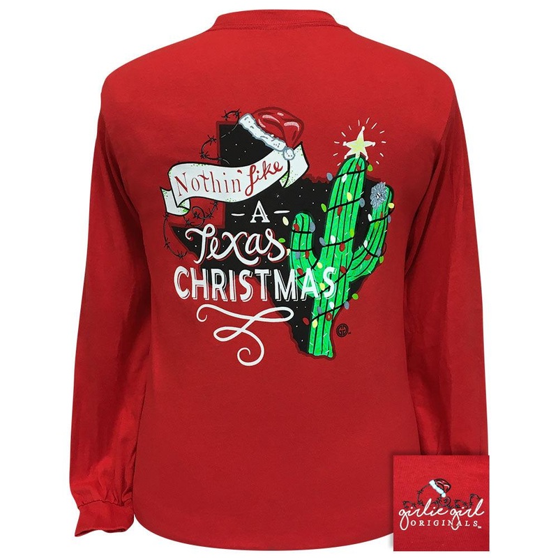 Texas Christmas-Red LS-2330|Red|Youth Small|Youth Medium|Youth Large|Adult Small|Adult Medium|Adult Large|Adult X Large|Adult XX Large|Adult XXX Large