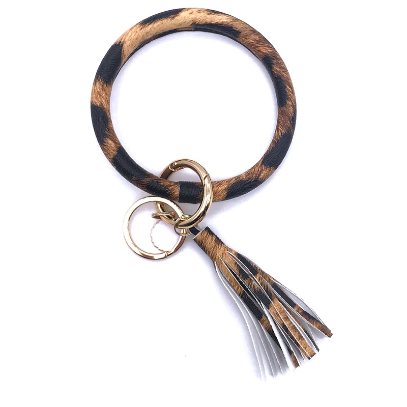KC-8845 Large Brown Leopard Wristlet Key Chain