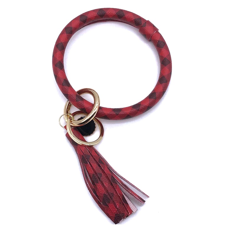 KC-8845 Red Black Check Wristlet Chain