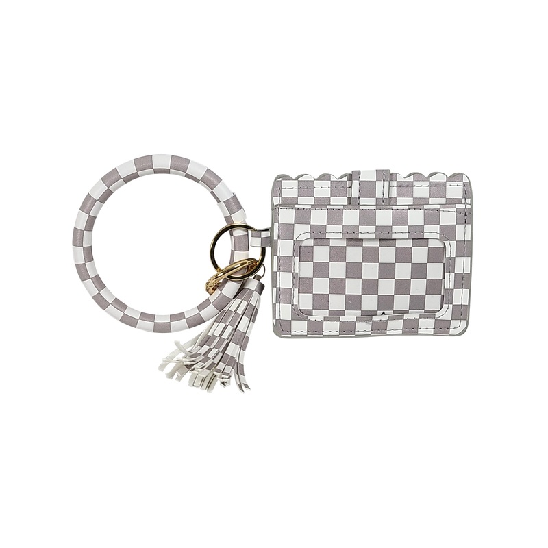 CL-7848 Wristlet ID Wallet Check Grey