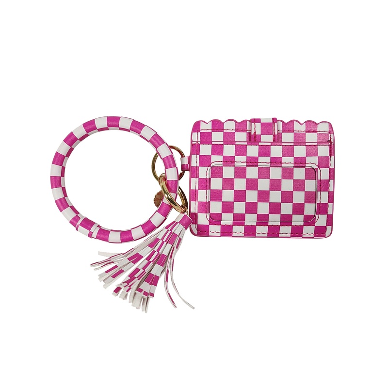 CL-7848 Wristlet ID Wallet Check Pink