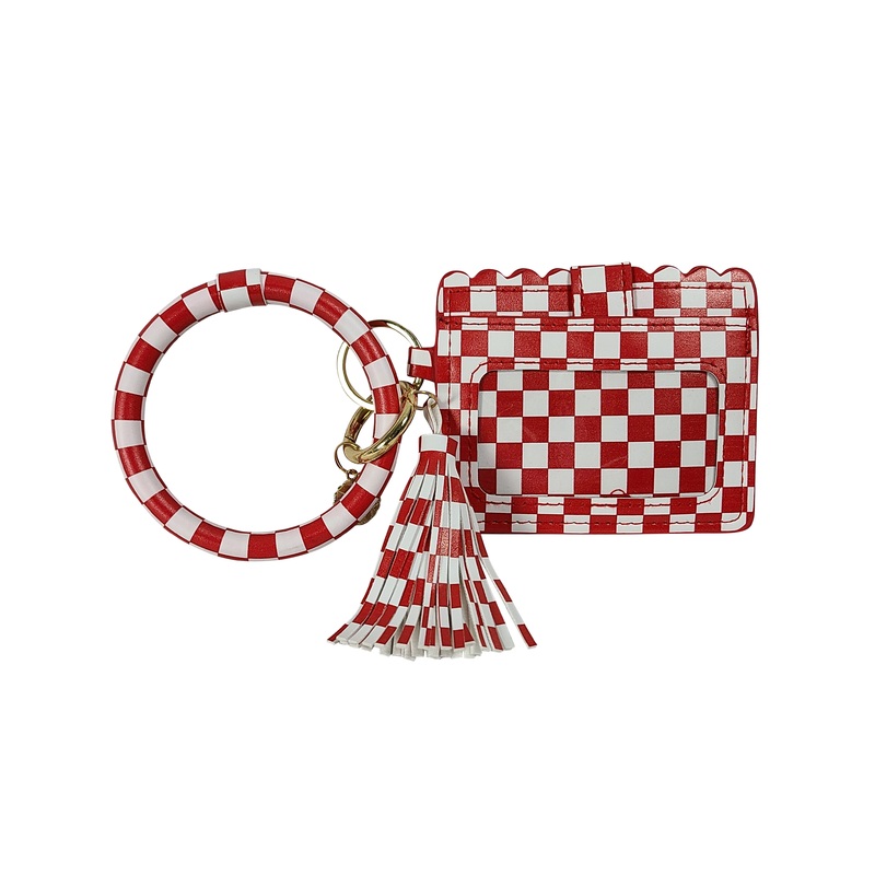 CL-7848 Wristlet ID Wallet Check Red