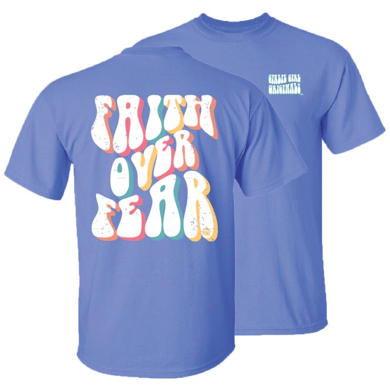 2585 Faith Over Fear SS-Iris|Iris|Youth Small|Youth Large|Youth Medium|Adult Small|Adult Medium|Adult Large|Adult X-Large|Adult XX-Large|Adult XXX-Large