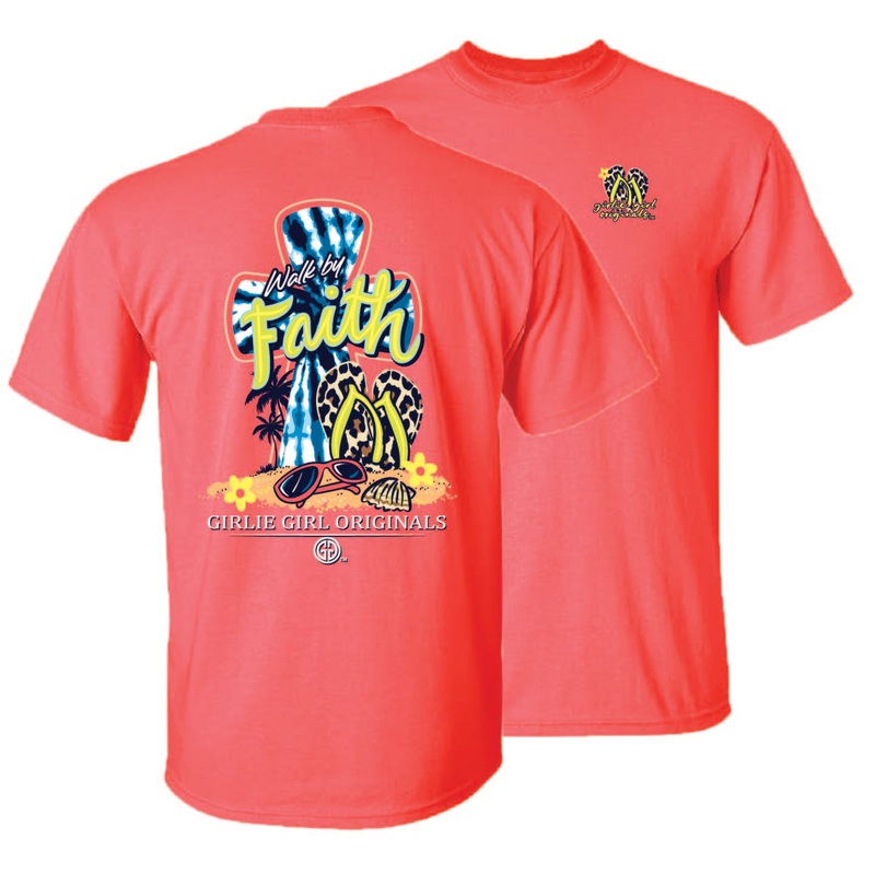 2607 Walk by Faith SS-Coral|Coral|Youth Small|Youth Medium|Youth Large|Adult Small|Adult Medium|Adult Large|Adult X-Large|Adult XX-Large|Adult XXX-Large