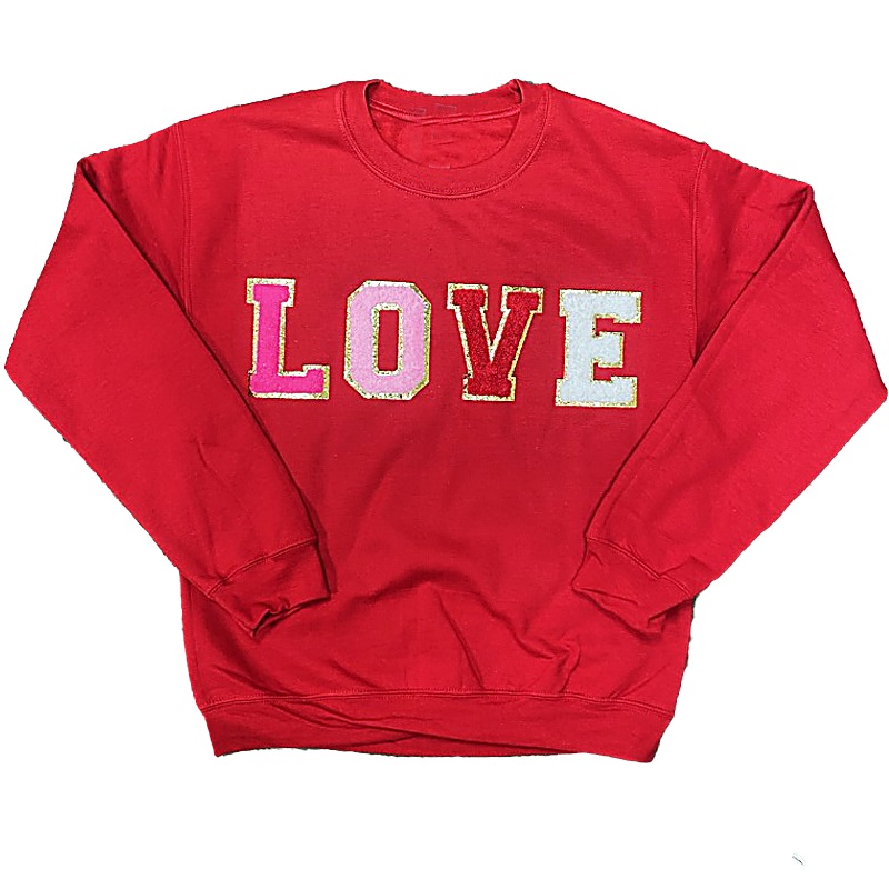 SW-6723 LOVE-Red Sweatshirt|Red|Small|Medium|Large|X-Large|XX-Large|XXX-Large