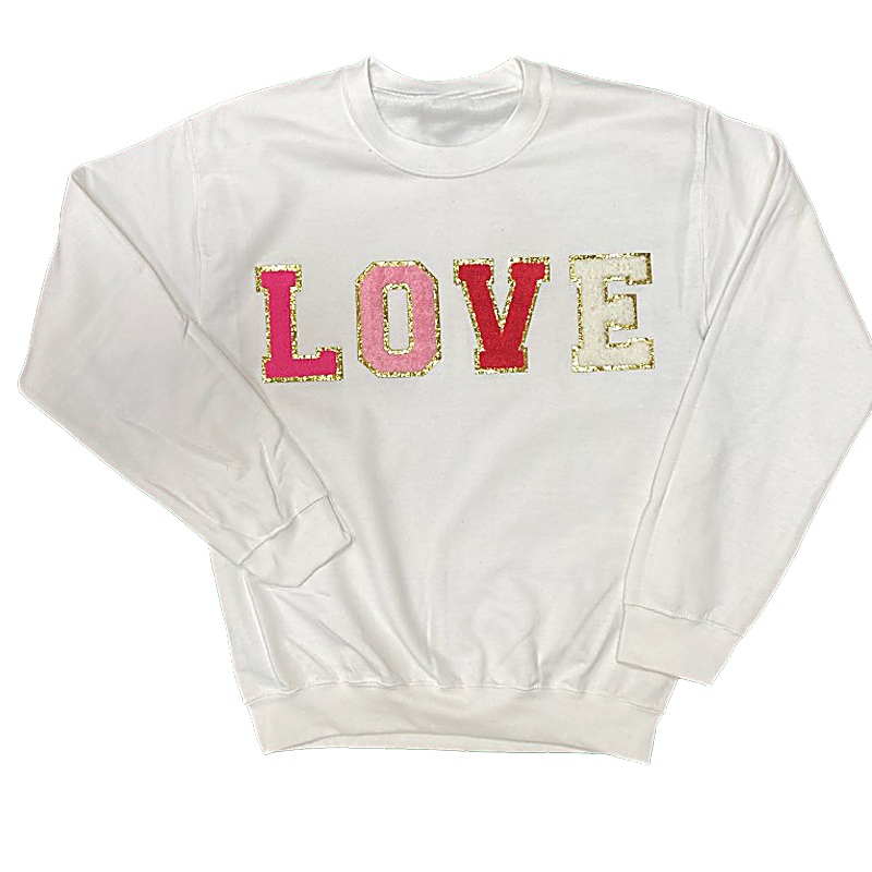 SW-6723 LOVE-White Sweatshirt|White|Small|Medium|Large|X-Large|XX-Large|XXX-Large