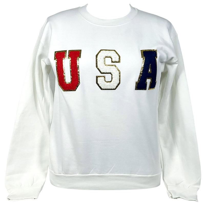 SW-6723 USA-White Sweatshirt|White|Small|Medium|Large|X-Large|XX-Large