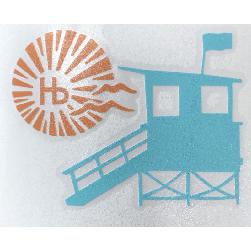 Lifeguard Tower with Hermosa Beach Sun Sticker