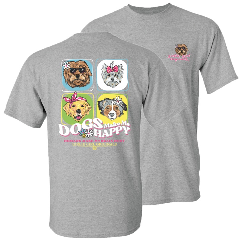 2633 Dogs Happy Sport Grey|Sport Grey|Youth Small|Youth Medium|Youth Large|Adult Small|Adult Medium|Adult Large|Adult X-Large|Adult XXX-Large|Adult XX-Large
