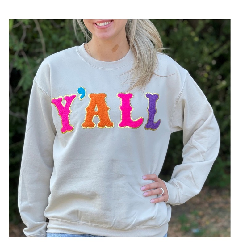 SW-6723 Y’all Sand Sweatshirt|sand|Small|Medium|Large|X-Large|XX-Large