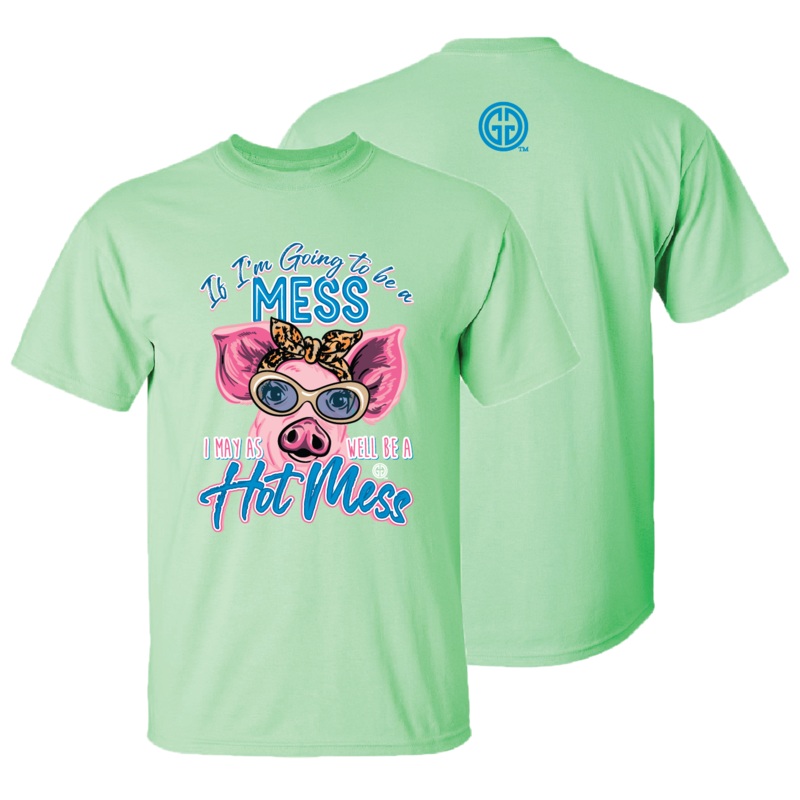 2667 Hot Mess Pig-Mint|Mint|Youth Small|Youth Medium|Youth Large|Adult Small|Adult Medium|Adult Large|Adult X-Large|Adult XX-Large|Adult XXX-Large