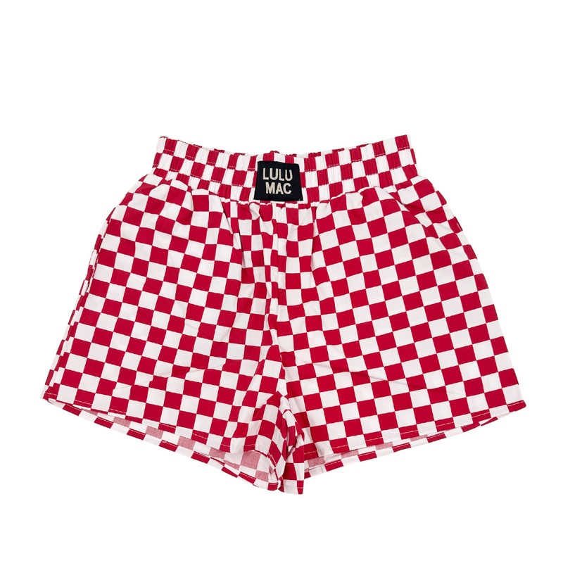 BXCK-DARK RED WHITE CHECK BOXER SHORT