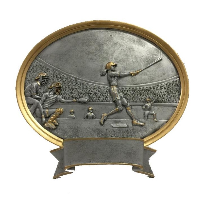 Girls Softball Player Oval Plaque
