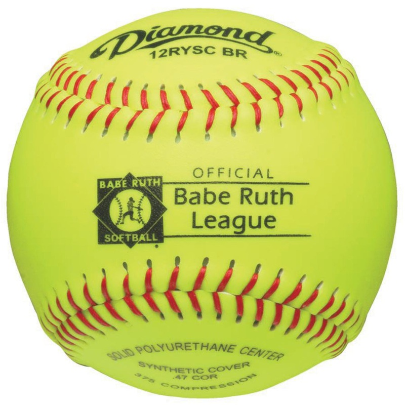 Diamond 12 Babe Ruth Synthetic Fashpitch Softball – One Dozen: 12RYSCBR