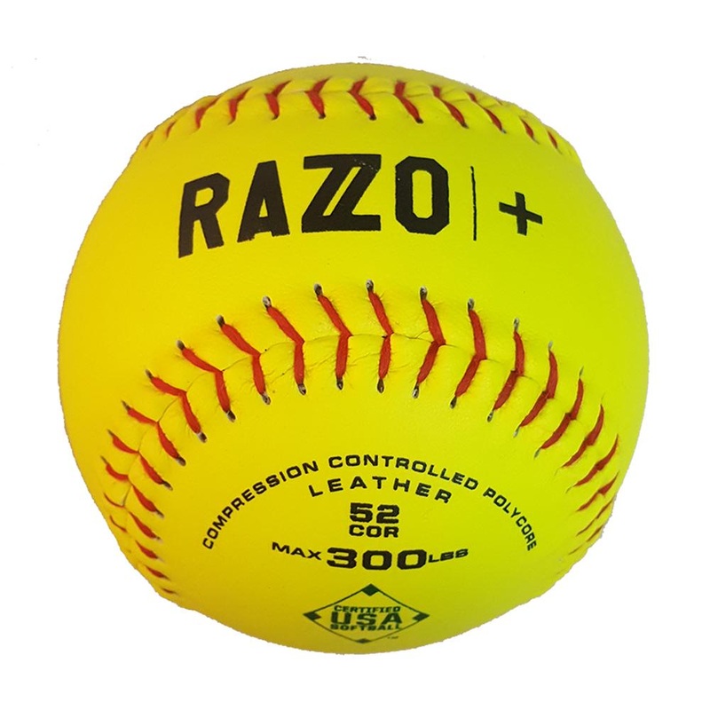DeMarini Razzo 12 ASA (USA) Leather Slowpitch Softball 52-300 – One Dozen: WTDRZPL12AB