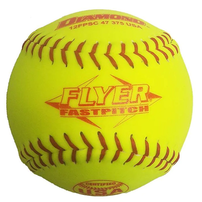 Diamond Flyer ASA/USA 12 Synthetic Fastpitch Softball – One Dozen: 12FPSC47375USA