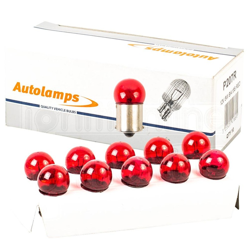 207 Red Replacement 12V 5W Side & Tail Light Bayonet Bulbs (Pack Of 10)