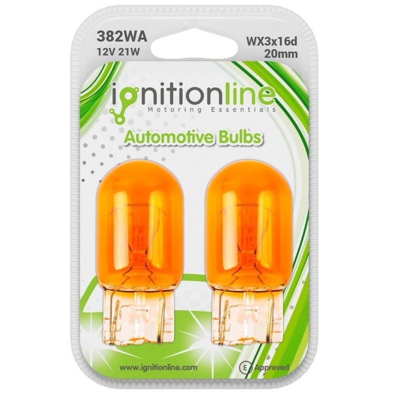 382Wa – 585 Amber 12V 21W Wedge Bulbs (Pack Of 2)