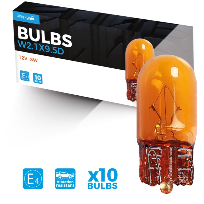 501 12V W5W Amber Indicator Light Bulbs Wedge (Pack Of 10)