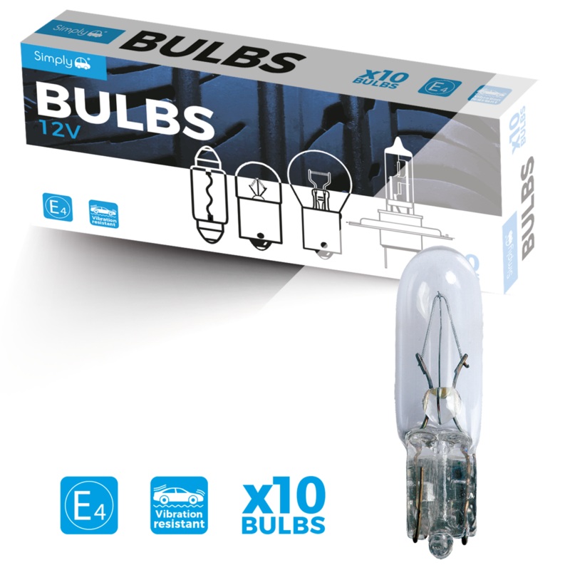 286 12V 1.2W Dashboard & Panel Wedge Bulbs (Pack Of 10)