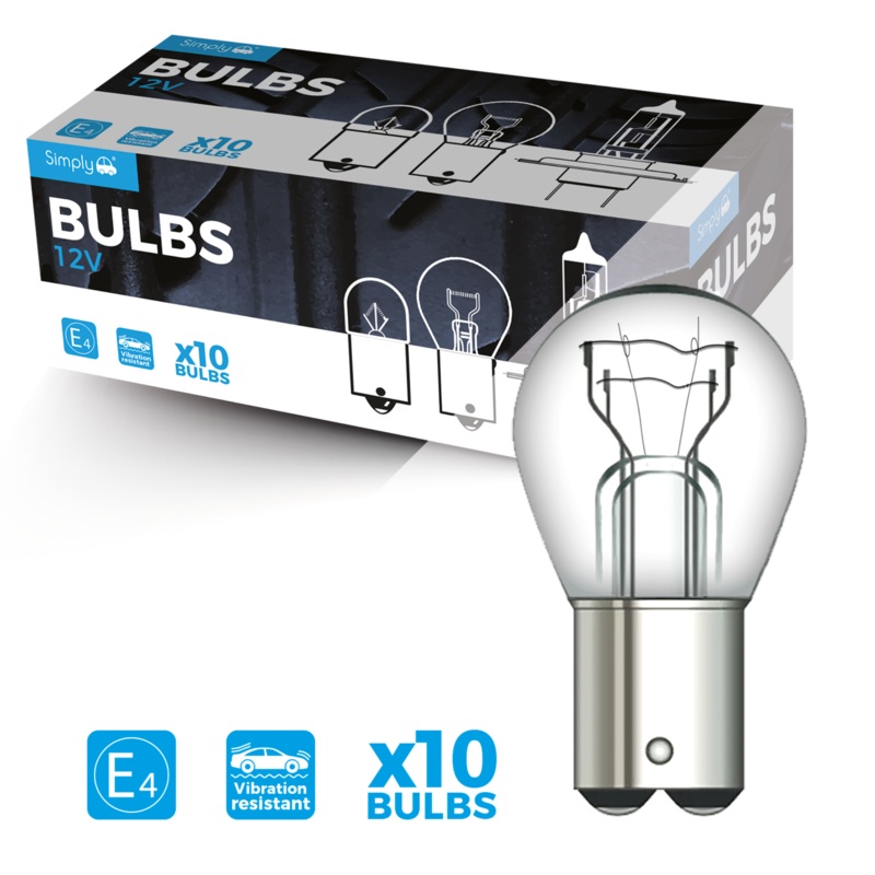 566 Replacement 12V 21/4W Stop & Tail Bayonet Bulbs (Pack Of 10)