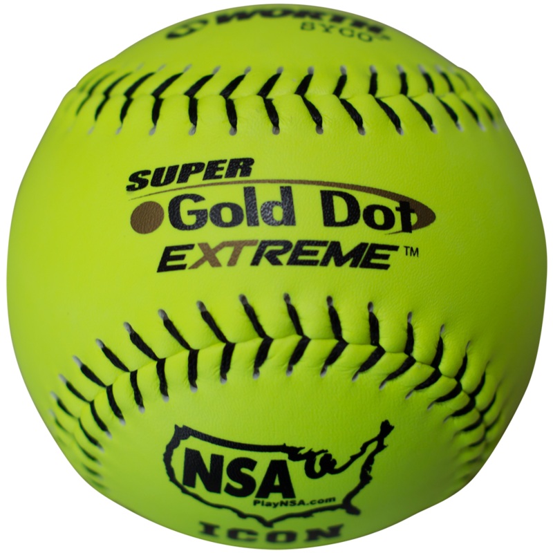 Worth NSA Super Gold Dot Extreme ICON 12 44/400 Composite Slowpitch Softballs: NI12CY