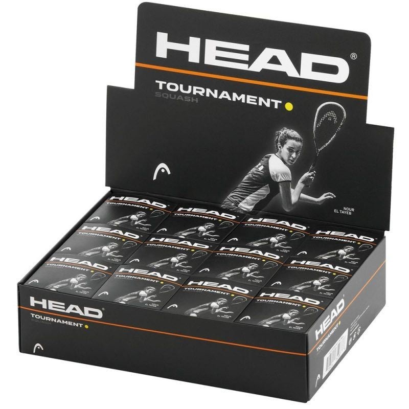 Head Tournament Squash Balls – Single Yellow Dot – Box of 12