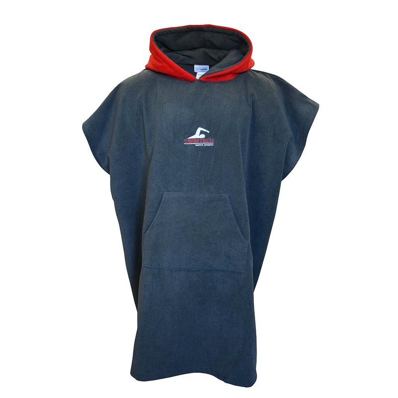 SwimTech Microfibre Poncho|Adult|Grey/Red