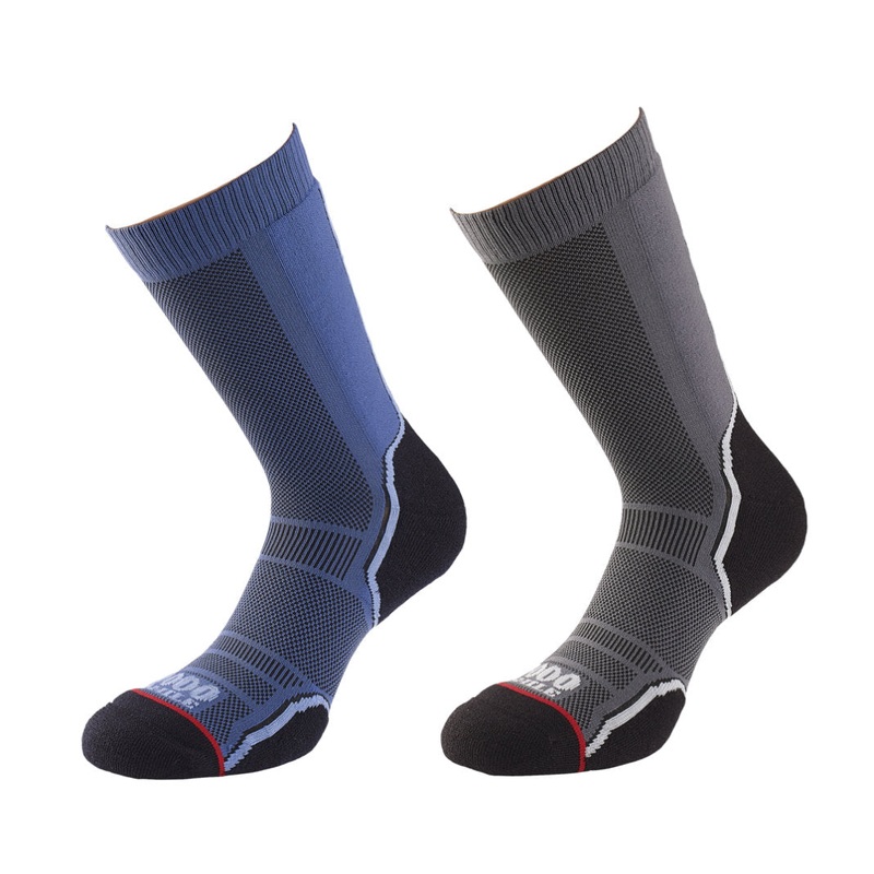 1000 Mile Mens Trek Twin Pack|M (6-8) MENS|L (9-11) MENS|Navy/Charcoal