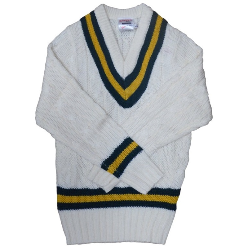 Cable Knit Cricket Sweater|Large Boys|Boys|Large|Medium|Small|X-Large|White/Green/Amber