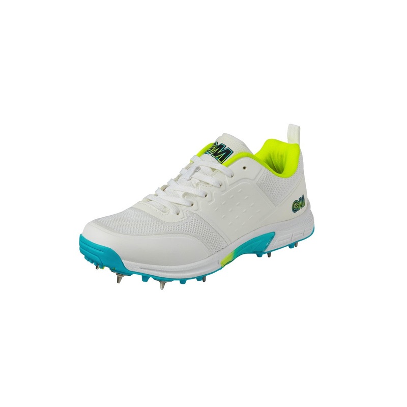 G&M Aion Cricket Shoes|Size: 6|White/Aqua/Yellow