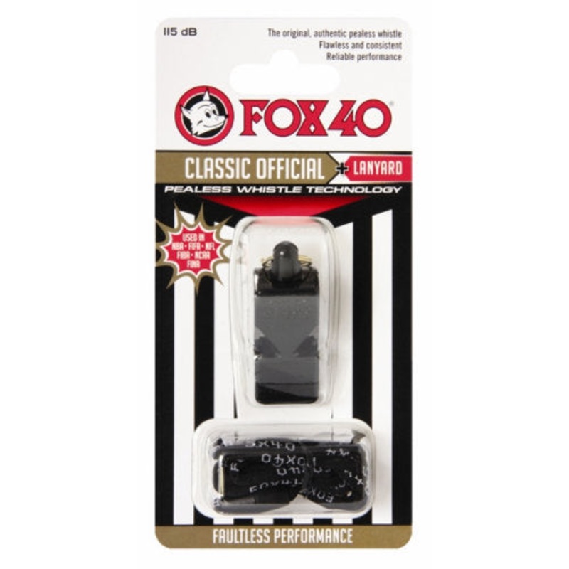 Official Fox 40 Refs. (Black) Whistles + Wrist Strap