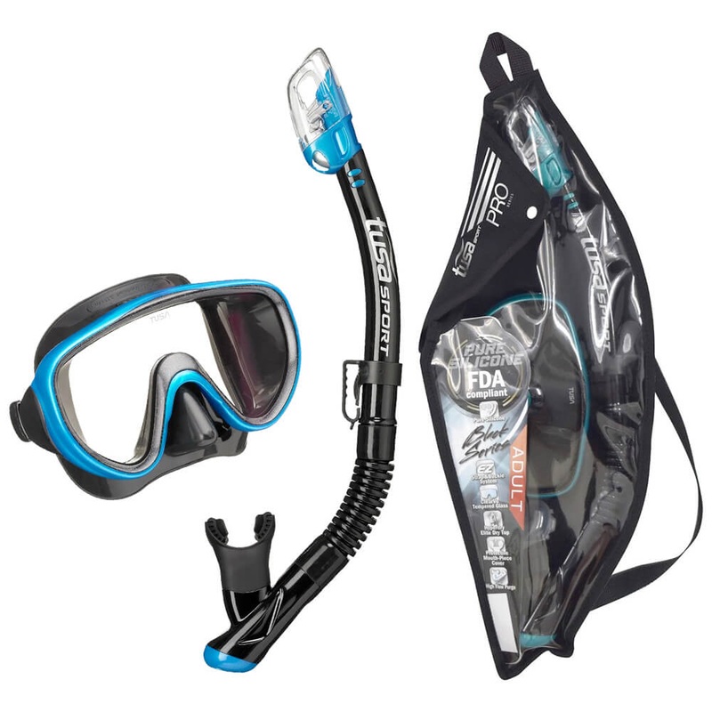 Tusa Serene Snorkelling Set|Black/Blue|White
