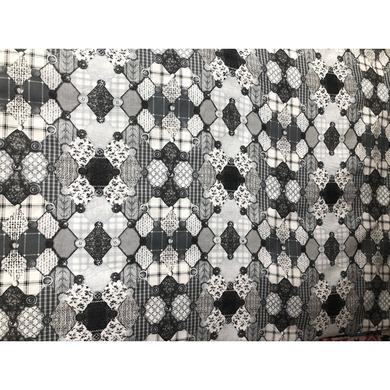Button Quilt Black and Grey