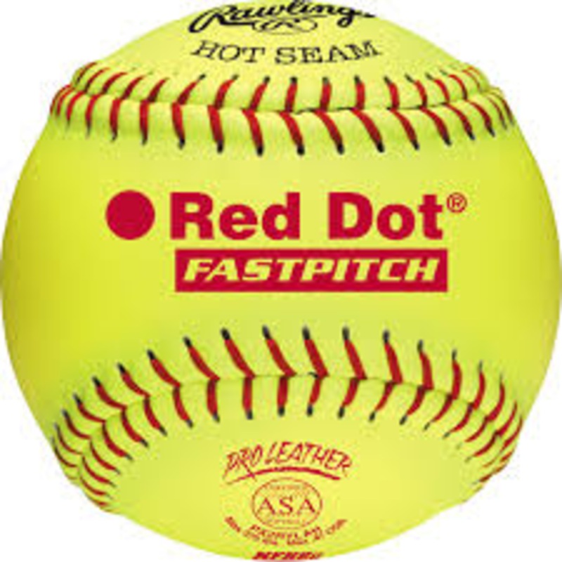 Rawlings 12 Red Dot Hot Seam  Leather Softballs