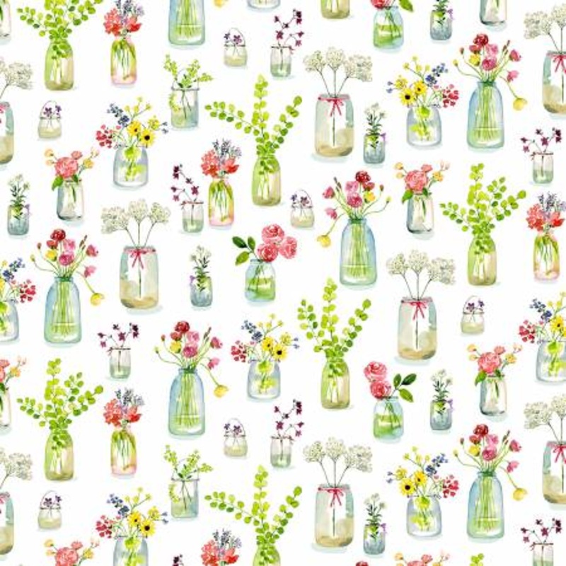 White Floral Vases by Checker Dist.