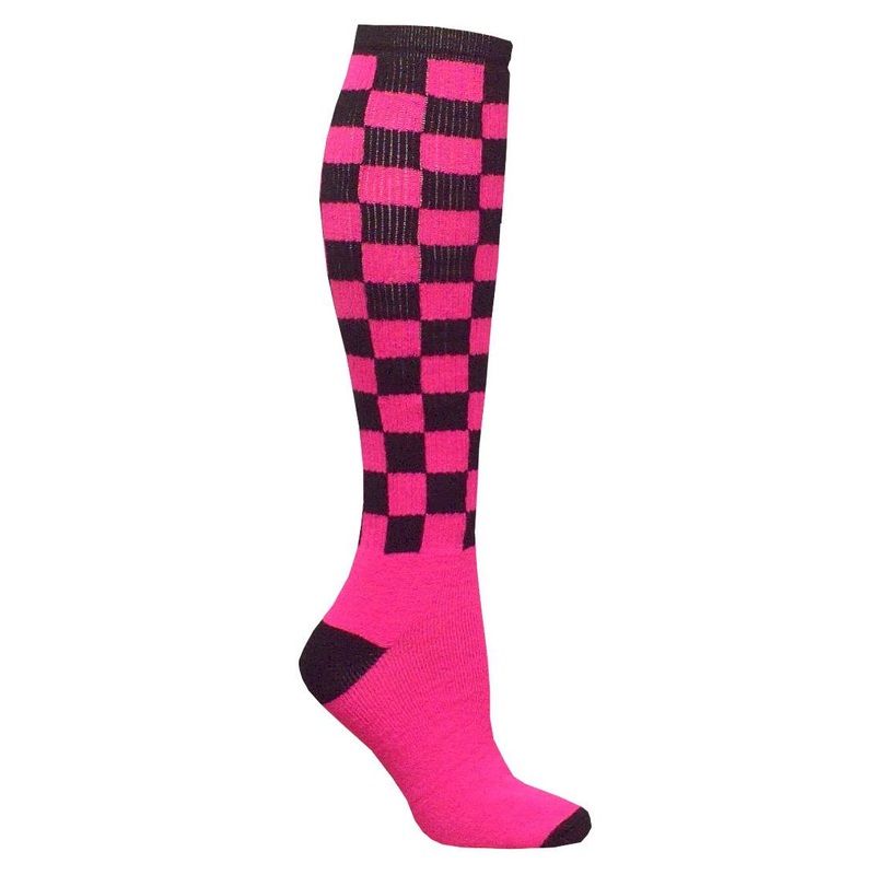 Red Lion Checkerboard Socks|Medium|Neon Pink/Black|Neon Green/Black
