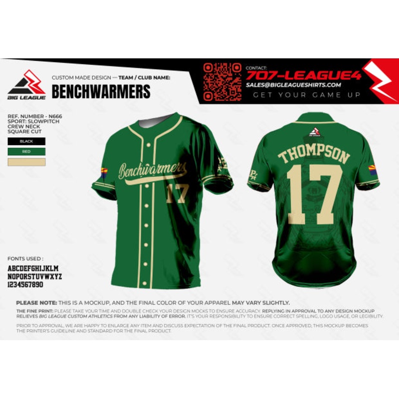 Benchwarmers Team Store|Crew Neck Jersey
