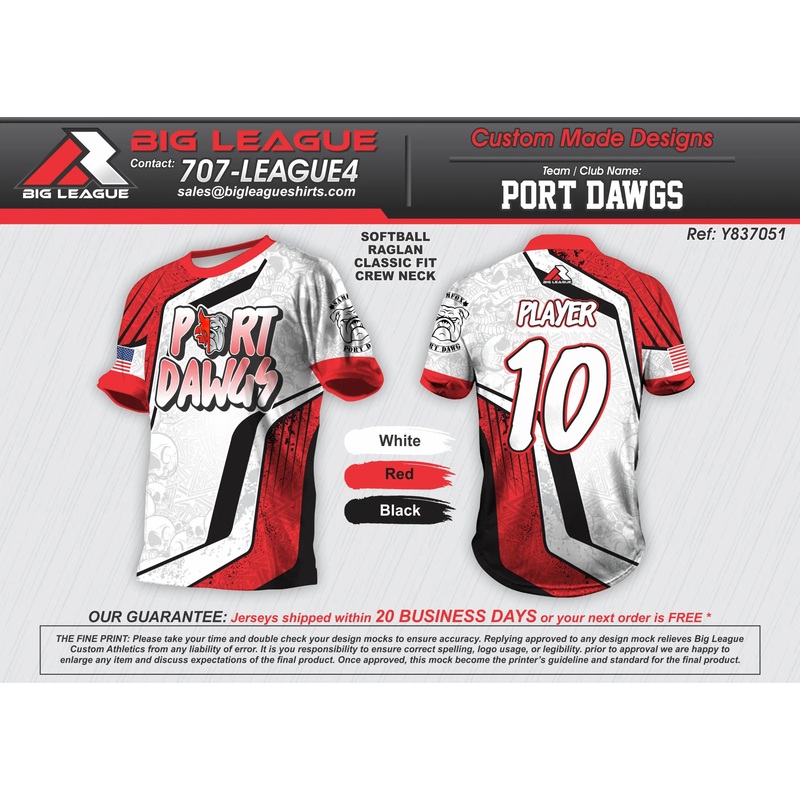 Port Dawgs Team Store|White Red Black|Crew Neck