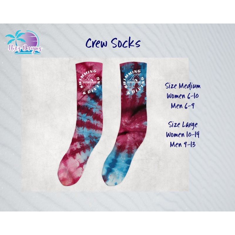 PHU Swim & Dive Tie Dye Logo Crew Socks