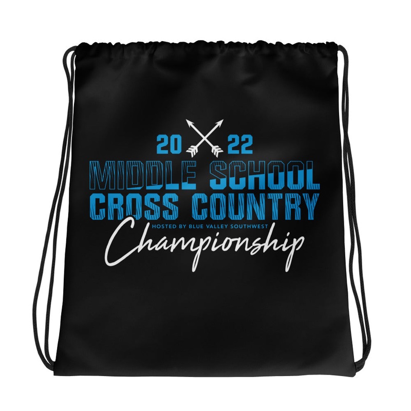 ’22 Middle School XC Championship Neon Blue Drawstring bag