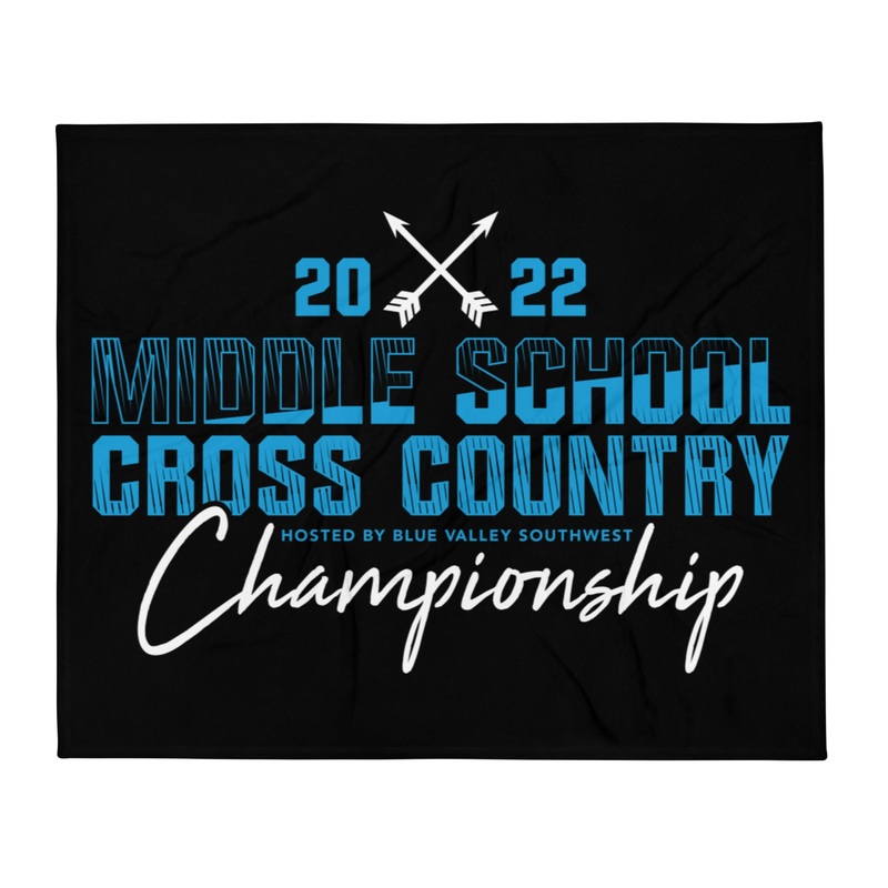 ’22 Middle School XC Championship Neon Blue Throw Blanket