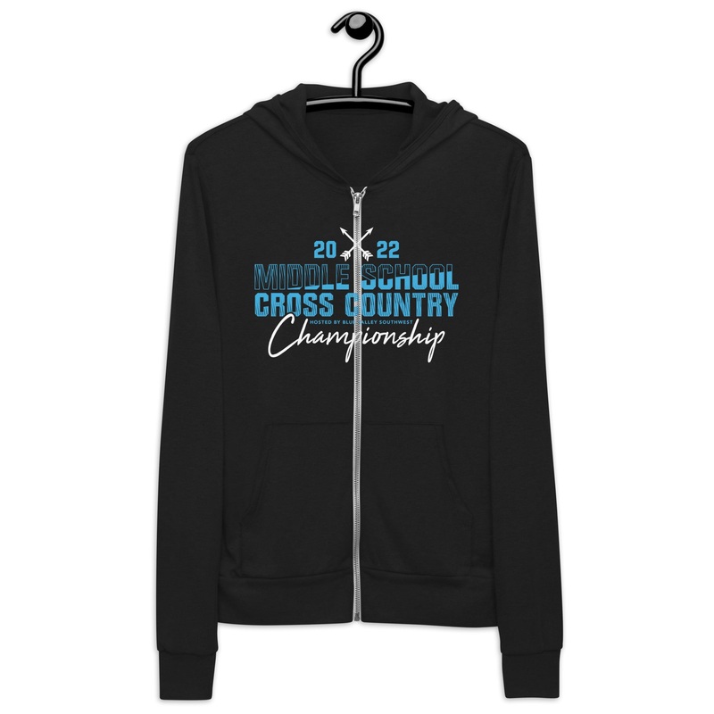 ’22 Middle School XC Championship Neon Blue Unisex zip hoodie