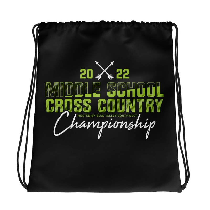 ’22 Middle School XC Championship Neon Green Drawstring bag