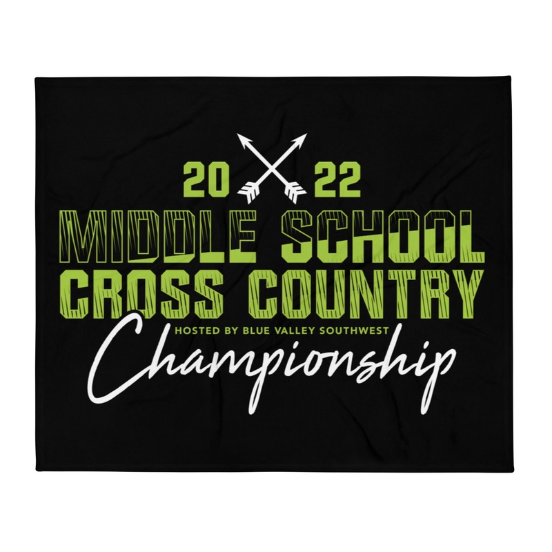 ’22 Middle School XC Championship Neon Green Throw Blanket