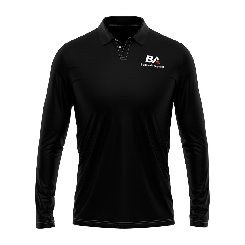 Belgravia Apparel Staff | Mens Black Long Sleeve Polyester Polo